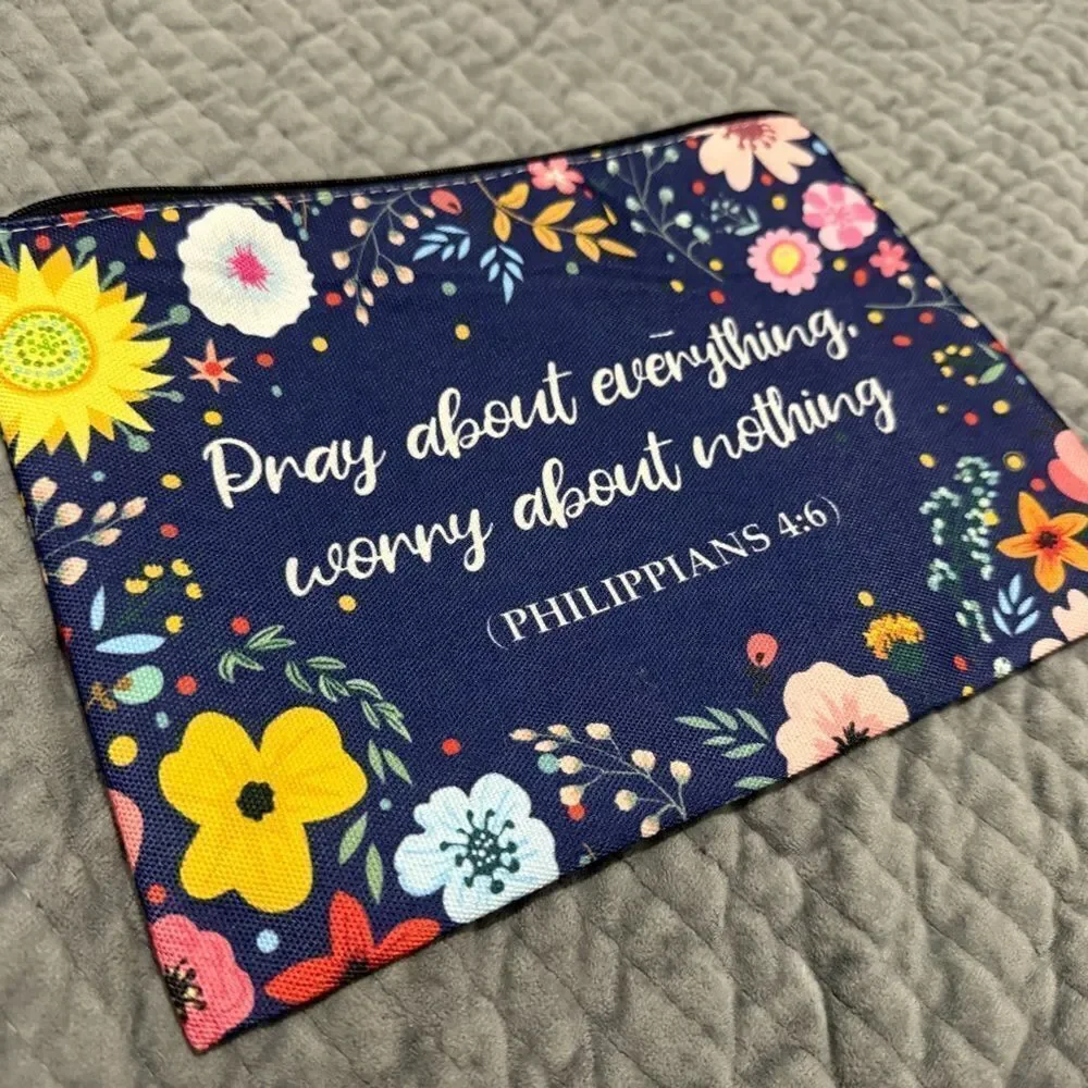 Floral Scripture Pouch – “Pray About Everything” Philippians 4:6